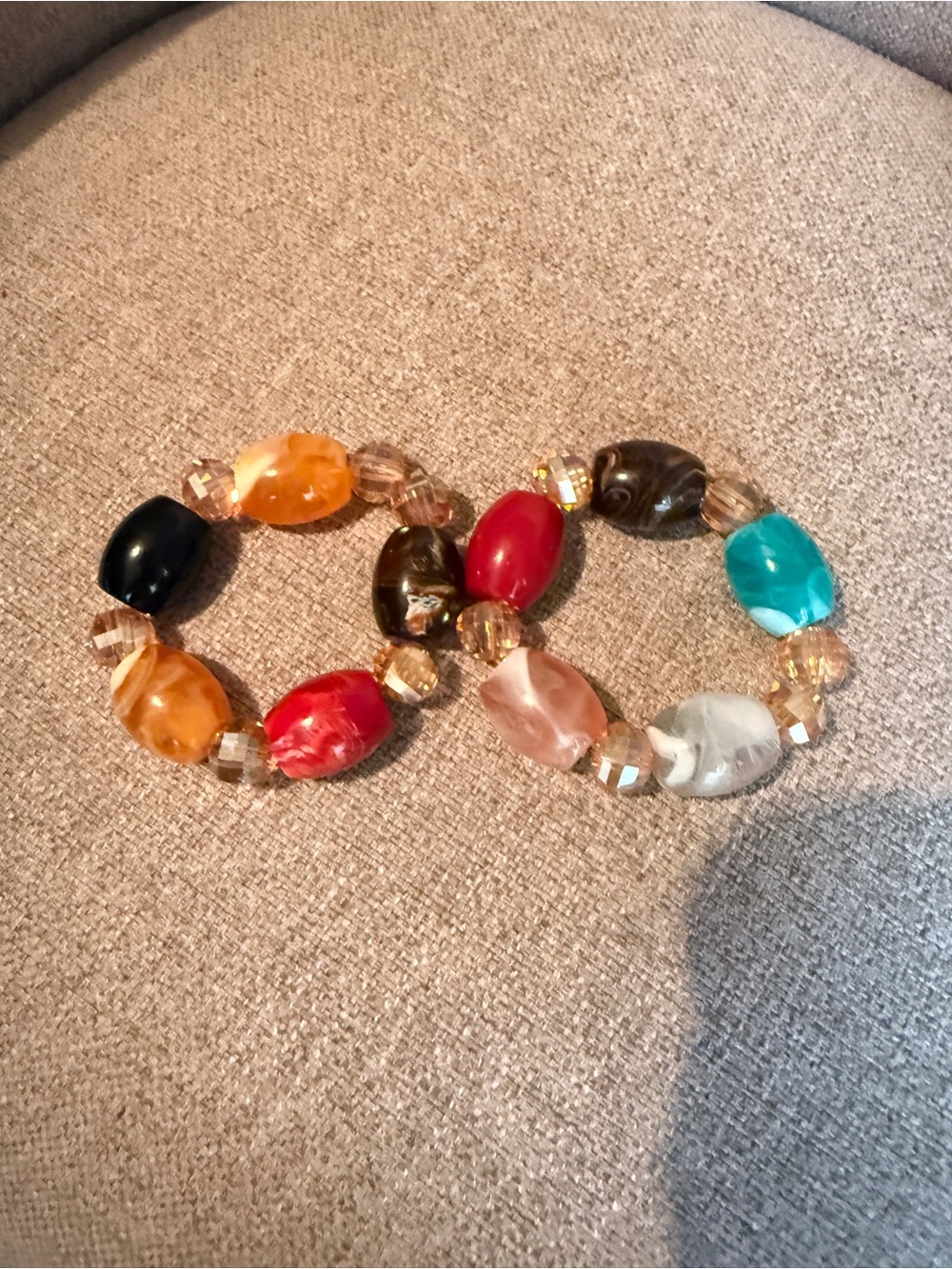 African Colorful Multi-Stone Stretch Bracelet Set - Assorted Colors